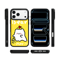 Coque de téléphone AG Feeling Black Edge avec motif chien et ligne dorée pour iPhone 17, 17 Pro Max, 16 Pro, 15, 15 Pro Max – Coque magnétique