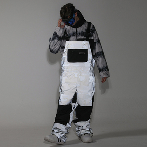 Vêtements de plein air hommes femmes neige bavoirs <span class=keywords><strong>ensemble</strong></span> Snowpant imperméable vent <span class=keywords><strong>Ski</strong></span> salopette réfléchissant Patchwork Snowboard salopette - Product Image 5