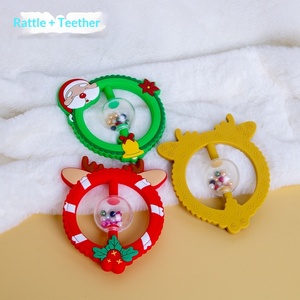 Food Grade Silicone Baby Rattle Teether <b>Ring</b> BPA Free Toddler <b>Kids</b> 0-1 Year Teething Chew Toy Infant Soothing Gift - Product Image 2