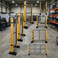 Panneau de clôture de protection de machine en acier au carbone haute visibilité, thermolaqué, jaune, avec poteau carré et panneau en treillis soudé pour l'automatisation des convoyeurs
