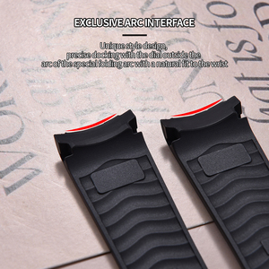Juelong tali jam tangan 20mm ujung melengkung karet biru untuk tali karet FKM 300 penyelam - Product Image 3