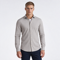 Kemeja Pria Lengan Panjang Kancing Depan, Bahan Campuran Katun Poliester, Tahan Cuci, Bernapas, Kerah Cutaway, Modern Fit, Anti Susut