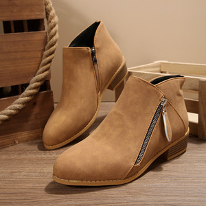 Nouvelles bottines pour femmes automne/hiver, bout pointu, talon moyen, ventilation, fermetures éclair double face, style européen américain - Product Image 4