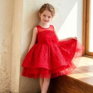 Girl's Puffy Princess Dress Sleeveless Floral Pink Tulle Flower Girl Dress Performance Outfit 362 - Product Image 3