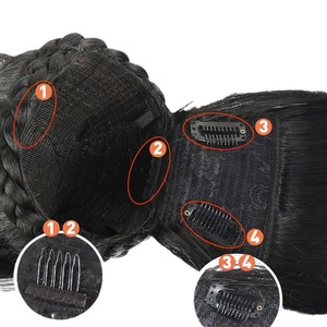 Thời Trang Dài Chịu Nhiệt Tóc Mở Rộng Tự Nhiên Màu Đen Xoăn Sóng Tóc Clip Trong Tổng Hợp Kiểu Tóc Đuôi Ngựa Với Bangs Cho Phụ Nữ - Product Image 5