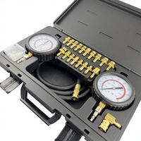Kit de test de compression moteur 23 pièces pour moteurs essence/diesel avec manomètres et tuyaux en métal