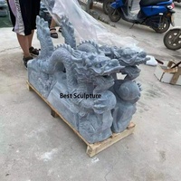 Statue de dragon chinois en marbre blanc, sculptée à la main, ornement de jardin, sculpture animale pour aménagement paysager