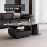 Table basse ovale moderne de luxe léger en dalle de pierre calcaire italienne, pour usage domestique, petit appartement, avec tiroirs combinés créatifs et simples