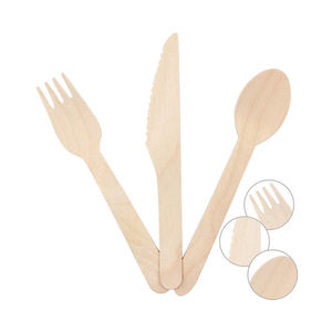 Newell Oem logo Restaurant luxe exécutif cuillères couteaux en gros pas cher 300 pièces ensemble de couverts en bois jetables pour la cuisine - Product Image 3