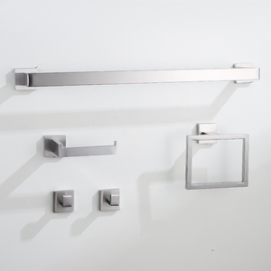 Ensemble de porte-serviettes mural en acier inoxydable, finition brossée, accessoires de salle de bain minimalistes, 60 cm, avec barre fixe et crochets pour serviettes - Product Image 1