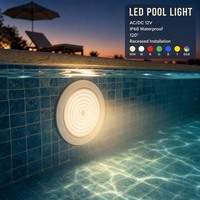 Lampe de piscine murale 220 mm, éclairage subaquatique pour piscine, lampe de piscine IP68 RGB, contrôle RGB, utilisation pour piscine, spa, fontaine d'eau, AC/DC12V 18W 24W 30W 35W 42W