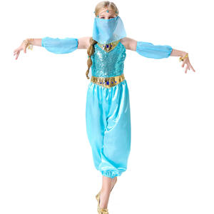 Película Aladino <span class=keywords><strong>y</strong></span> la lámpara mágica <span class=keywords><strong>Jasmine</strong></span> Cosplay <span class=keywords><strong>disfraz</strong></span> vestido azul Halloween princesa árabe - Product Image 3