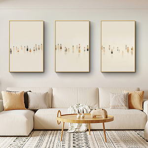 Les gens sur la <span class=keywords><strong>plage</strong></span> impression numérique 3 pièces ensemble minimaliste <span class=keywords><strong>Beige</strong></span> mur Art triptyque neutre décor à la maison salon affiche - Product Image 2