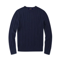 Pull en tricot torsadé pour homme, 100% coton, col rond noir, pour l'automne et l'hiver, vêtements décontractés, impression personnalisée, broderie de logo, vente en gros