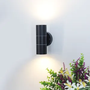 GU10 Max 2X35W duvar lambası açık duvar ışık lumascape paslanmaz çelik silindir dış mekan ışıkları duvara monte su geçirmez IP44