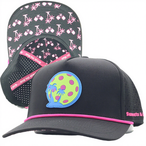 Cappellino da Baseball OEM a 5 Pannelli con Logo in PVC Gommato Impermeabile, Personalizzato con Taglio Laser e Perforazioni, Cappello Sportivo in Poliestere per Golf - Product Image 4