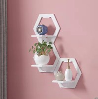 Étagère Murale Décorative Hexagonale en PVC, Étagères Flottantes en Forme de Fleur, Rangement Maison pour Décoration de Chambre