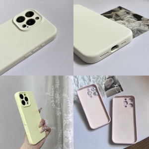 Funda de Silicona Líquida para Teléfono Móvil con Botón Táctil Integrado de Color Sólido para iPhone 17 16 15 Pro Max - Product Image 6