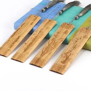 Wholesale Bookmarks Customized Crafts Bamboo and Wood Natural Color, Support for Customization 150 * 32 * 3mm Custom Logo