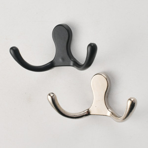 Wenzhou Platinum Link Wall Mount Metal <b>Clothes</b> Hook Minimalist Design Black And Silver Dual Hook For Wardrobe Hat <b>Storage</b> - Product Image 1
