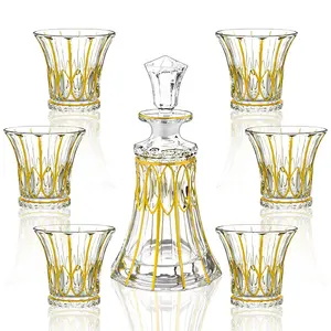 N45 Bohemia Crystal verre à whisky doré carafe avec tasses à vin set pour bar verrerie 580ml