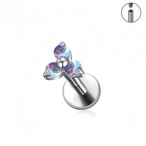 G23 Titan Mehr farben Dreifach CZ Knorpel Helix Ohrring Dreiseitiger Opal Tragus Stud Conch Ohrläppchen Lippen piercing Schmuck Neu - Product Image 3
