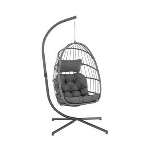 Chaise suspendue en métal pour balcon extérieur, chaise longue portable, hamac, balançoire de patio avec support et coussin - Product Image 5