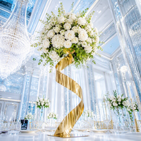 Support à fleurs en métal doré en spirale, décoration de table pour mariage, fête et banquet