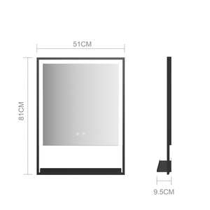 Espejo de <span class=keywords><strong>baño</strong></span> negro LED cuadrado <span class=keywords><strong>con</strong></span> estantes <span class=keywords><strong>para</strong></span> hotel, <span class=keywords><strong>con</strong></span> iluminación frontal continua regulable, 3 colores <span class=keywords><strong>y</strong></span> fabricantes de <span class=keywords><strong>luz</strong></span>, personalizado - Product Image 6
