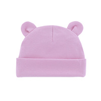 Topi Beanie untuk bayi baru lahir, topi Beanie warna Solid gaya telinga Mickey desain uniseks 0-6 bulan musim panas musim gugur