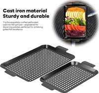 Plateau alimentaire perforé en acier inoxydable 430, accessoires de barbecue, revêtement noir, plaque de cuisson, paniers de grillade