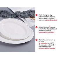 DianTong Assiette Ovale à Poisson en Porcelaine Blanche Personnalisée de 20/25/30 cm pour Vaisselle de Restaurant, Plats de Service d'Hôtel en Céramique