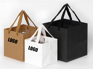 Bolsa de Regalo Cuadrada Alta Clásica de Alta Calidad con Cinta, Bolsa de Cartón Kraft Marrón para Empaque de Ramos - Product Image 4