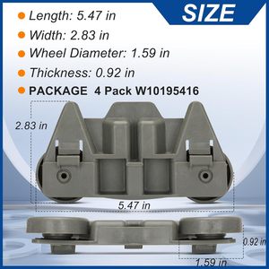 Ruedas para lavavajillas W10195416, rueda de plástico para bandeja inferior, piezas para lavavajillas KitchenAid Whirlpool - Product Image 3