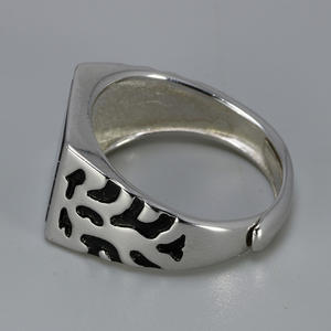 A Forma di quadrato Nero di Pietra Del Modello di Fiore di Disegno di Modo Degli Uomini Anelli Con Reale Pietra Anelli Registrabili - Product Image 4