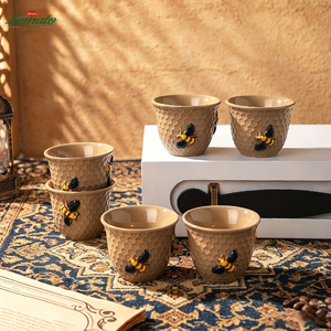 Tasses à café en céramique gaufrées nid d'abeille, motif personnalisé, mini-tasses à thé arabes pour le thé de l'après-midi au Moyen-Orient, hôtel, restaurant - Product Image 5