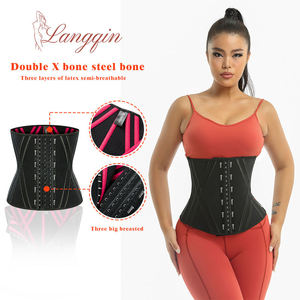 LANGQIN Wholesale Short <b>Latex</b> Waist Trainer <b>Corset</b> Custom Logo Gym Sweat Waist Cincher Belt Breathable Sauna Slimming Shapewear - Product Image 2