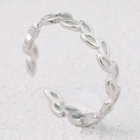 Bague d'orteil ajustable en argent sterling 925, style boutique, motif feuilles d'olivier tressées, bijou de pied pour la plage