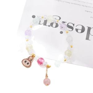 女性と学生のための新しい韓国スタイルの漫画合金ブレスレットかわいいラブ布と女の子と姉妹のためのガラスビーズジュエリー - Product Image 5