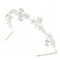 Serre-tête de mariée intégré avec épingles à cheveux, tiare florale en cristal et perles, accessoires de coiffure de mariage argent et or pour les mariées