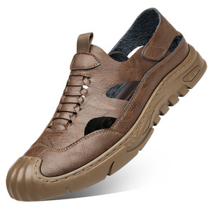 Zapatos Casuales de Hombre, Estilo Slip-On, Color Marrón, Perforados, Suela Suave, Tacón Bajo, Cierre de Velcro, para Verano - Product Image 5