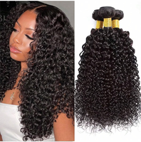 Bridger Hair 10A Cheveux Humains Bouclés Crépus, Tissage de Cheveux Brésiliens Vierges 100% Non Traités, Double Trame Remy, Couleur Naturelle 95-100g