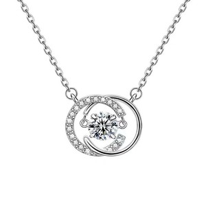 Double C Beating Heart Necklace For Women Zinc Alloy Pave Setting Clavicle Chain Gift Jewelry - Product Image 5