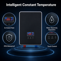 Chauffe-eau électrique instantané B-YILAI en verre trempé noir 6500W, sans réservoir, vertical, intelligent, pour salle de bain moderne