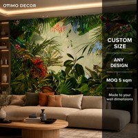 Mural de Pared Personalizado con Diseño de Selva Tropical, Lienzo al Óleo, Papel Tapiz de Selva, Decoración de Pared a Medida para Sala de Estar, Dormitorio, Hotel