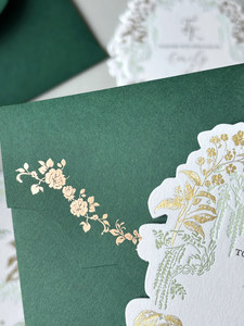 Exquisitas Tarjetas de Invitación de Boda de Papel de Arte con Tapa Dura y Grabado en Color, con Juego de Sobres para Celebración de Matrimonio - Product Image 4