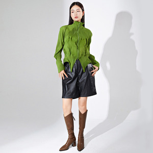 Camisa informal irregular plisada de Otoño de Miyake, <span class=keywords><strong>blusa</strong></span> elegante holgada y versátil para mujer con protección solar - Product Image 5