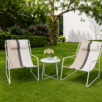 K.D. Ensemble bistrot 3 pièces en acier massif, chaises et table d'extérieur, mobilier de jardin et de balcon, portable pour parc et hôtel