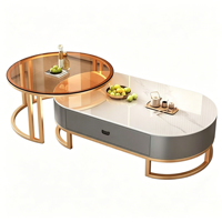 Table basse pour petit appartement, style luxueux, en pierre frittée, ovale, moderne, minimaliste, fabrication industrielle