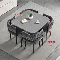 Ensemble de salle à manger : Table carrée en pierre frittée et 4 chaises pour cuisine et salle à manger